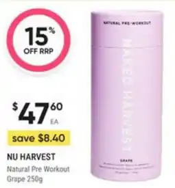 Healthy Life Nu Harvest Natural Pre Workout Grape offer