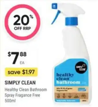 Simply Clean Healthy Clean Bathroom Spray Fragrance Free