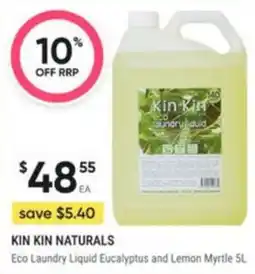 Healthy Life Kin Kin Naturals Eco Laundry Liquid Eucalyptus and Lemon Myrtle offer