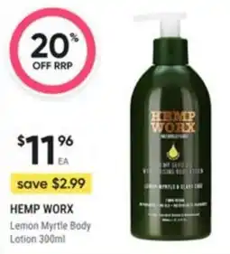 Healthy Life Hemp Worx Lemon Myrtle Body Lotion offer