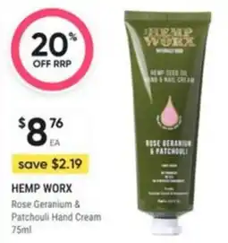 Healthy Life Hemp Worx Rose Geranium & Patchouli Hand Cream offer