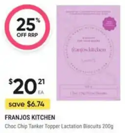 Healthy Life Franjos Kitchen Choc Chip Tanker Topper Lactation Biscuits offer