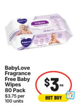 IGA BabyLove Fragrance Free Baby Wipes offer