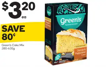 Woolworths Green's Cake Mix offer