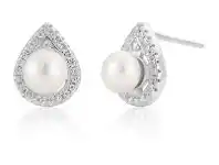 Shiels Sterling Silver Freshwater Pearl and Zirconia Studs offer