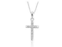 Shiels Sterling Silver Rhodium Plated Cubic Zirconia Cross Pendant offer