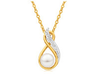 Shiels 9ct Yellow Gold Diamond + Pearl Pendant offer