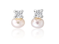 Shiels Sterling Silver Freshwater Pearl and Zirconia Studs Earrings offer