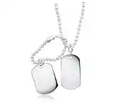 Shiels Sterling Silver Dog Tags Pendant with 50cm Chain offer