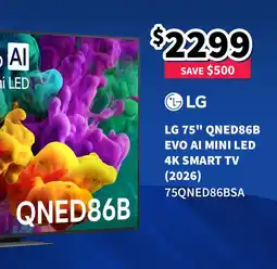 Bi-Rite LG 75" QNED86B EVO AI MINI LED 4K SMART TV offer