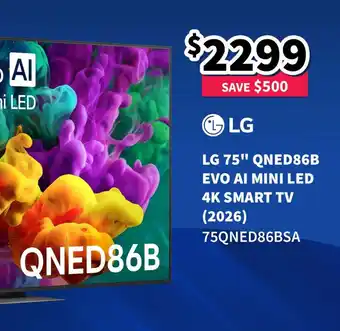 LG 75" QNED86B EVO AI MINI LED 4K SMART TV