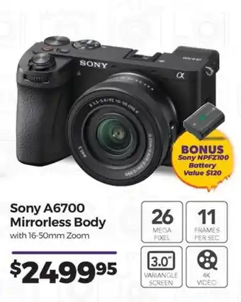 Teds Cameras Sony A6700 Mirrorless Body with 16-50mm Zoom offer