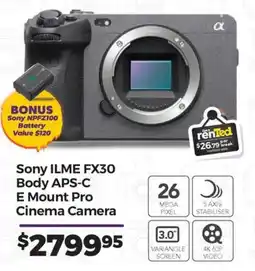 Teds Cameras Sony ILME FX30 Body APS-C E Mount Pro Cinema Camera offer