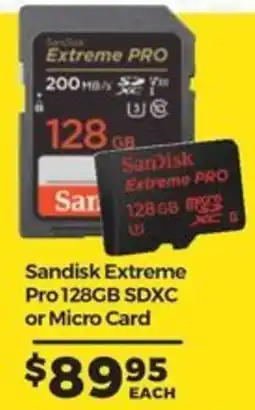 Teds Cameras Sandisk Extreme Pro 128GB SDXC or Micro Card offer