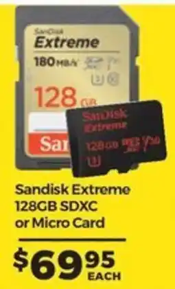 Teds Cameras Sandisk Extreme 128GB SDXC or Micro Card offer