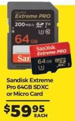 Teds Cameras Sandisk Extreme Pro 64GB SDXC or Micro Card offer
