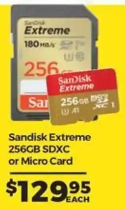 Teds Cameras Sandisk Extreme 256GB SDXC or Micro Card offer