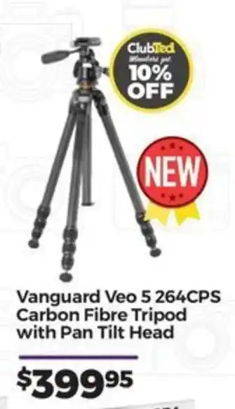 Teds Cameras Vanguard Veo 5 264CPS Carbon Fibre Tripod with Pan Tilt Head offer