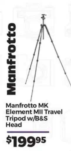 Teds Cameras Manfrotto MK Element MII Travel Tripod w/B&S Head offer