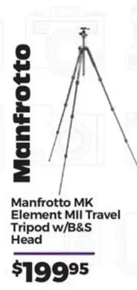 Teds Cameras Manfrotto MK Element MII Travel Tripod w/B&S Head offer