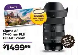 Teds Cameras Sigma AF 17-40mm F1.8 DC ART Zoom offer