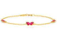 Shiels 9ct Yellow Gold 16cm Bracelet with 3 Red Enamel Butterflies offer