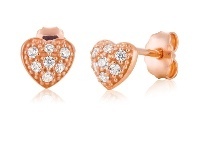 Shiels 9ct Rose Gold Silver Filled Heart Cubic Zirconia Studs offer