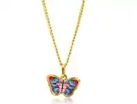 Shiels 9ct Yellow Gold Red and Blue Butterfly Pendant offer