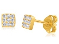 Shiels 9ct Yellow Gold Silver Filled Cubic Zirconia Square Shape Stud Earrings offer