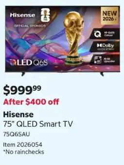 Costco Hisense 75" QLED Smart TV offer