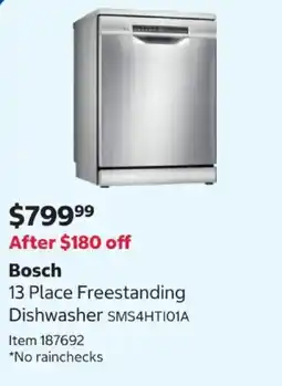 Costco Bosch 13 Place Freestanding Dishwasher offer