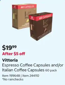 Costco Vittoria Espresso Coffee Capsules offer