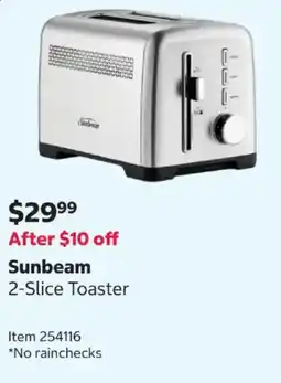 Costco Sunbeam 2-Slice Toaster offer