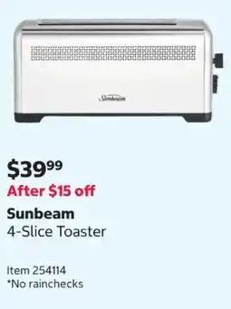 Costco Sunbeam 4-Slice Toaster offer