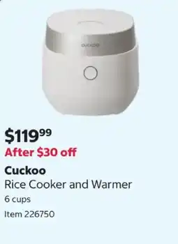 Costco Cuckoo Rice Cooker and Warmer offer