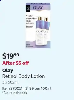 Costco Olay Retinol Body Lotion offer