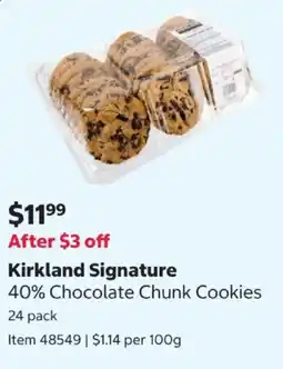 Costco Kirkland Signature 40% Chocolate Chunk Cookies offer