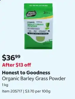 Costco Honest to Goodness Organic Barley Grass Powder offer