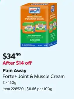Costco Pain Away Forte+ Joint & Muscle Cream offer