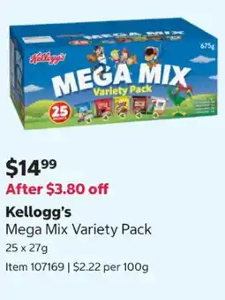Costco Kellogg's Mega Mix Variety Pack offer
