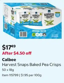 Costco Calbee Harvest Snaps Baked Pea Crisps offer