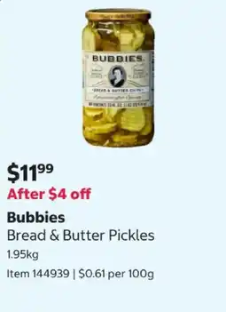 Costco Bubbies Bread & Butter Pickles offer