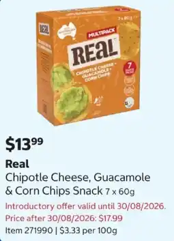 Costco Real Chipotle Cheese, Guacamole & Corn Chips Snack offer