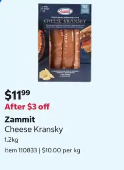 Costco Zammit Cheese Kransky offer