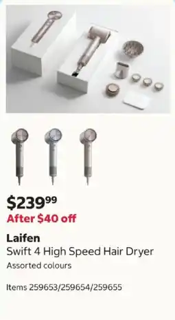 Costco Laifen Swift 4 High Speed Hair Dryer Assorted colours offer