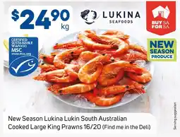 Foodland New Season Lukina Lukin South Australian Cooked Large King Prawns offer