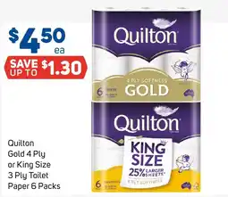 Foodland Quilton Gold 4 Ply or King Size 3 Ply Toilet Paper offer