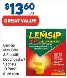 Foodland Lemsip Max Cold & Flu with Decongestant Sachets offer