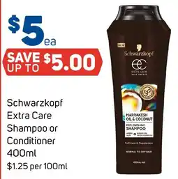 Foodland Schwarzkopf Extra Care Shampoo or Conditioner offer