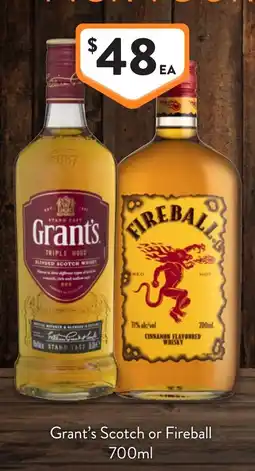 Foodworks Grant's Scotch or Fireball offer